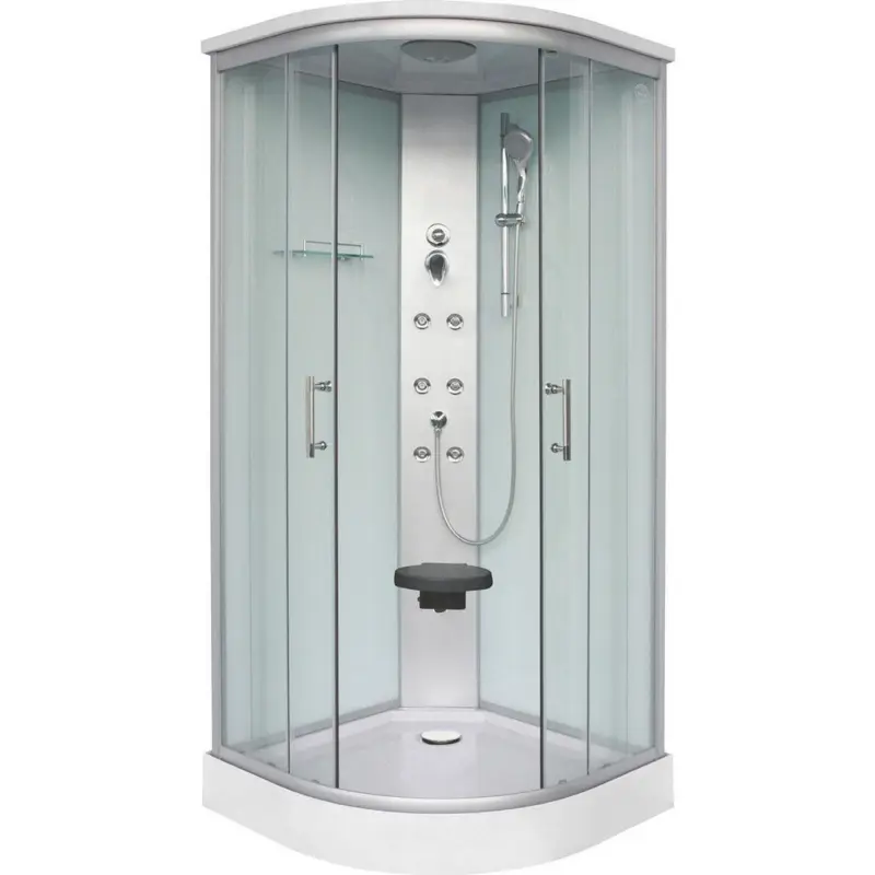 Duschkabine Rumba Komplett-Set Eckeinstieg, mit Massagedüsen