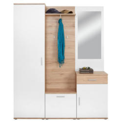 Garderobe Mia Eiche Dekor/weiß B: 150 Cm Mit Spiegel