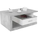 Möbelix Couchtisch Mit Stauraum Iguan, Betonoptik/weiß