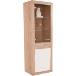 Möbelix Vitrine Malta B: 64 Cm Inkl. Beleuchtung, Eiche Dekor/weiß