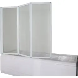 Badewannenfaltwand 3-tlg. 130x121 Cm Weiß, Glas