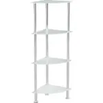 Möbelix Eckregal mit Glasfächern Glare B 30cm, Edelstahl/Weiß
