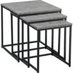 Möbelix Beistelltisch 3-tlg. Rock Betonoptik/schwarz