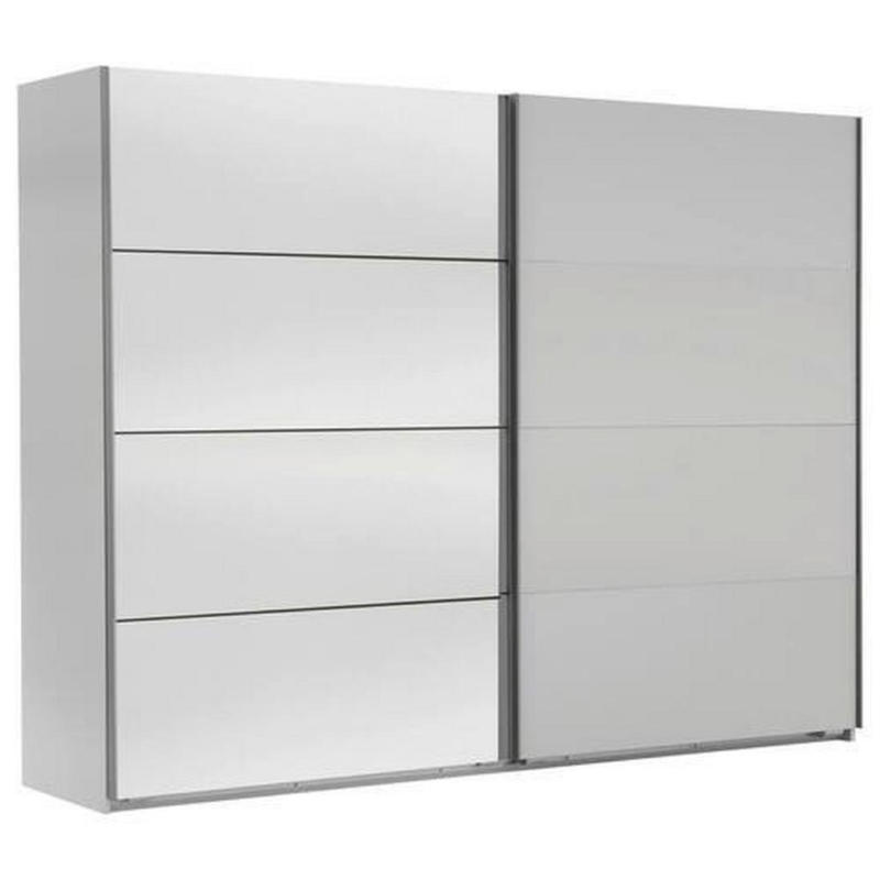 Schwebetürenschrank Mit Spiegel 225cm Ernie, Weiß Dekor