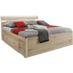 Möbelix Bett Inkl. Laden + Led 180x200 Mars, Eiche Dekor