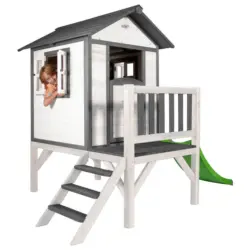Stelzenspielhaus Holz Mit Rutsche Weiß/ Grau Sunny Lodge