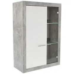 Vitrine Malta B: 96 Cm Mit Beleuchtung Betonoptik/weiß