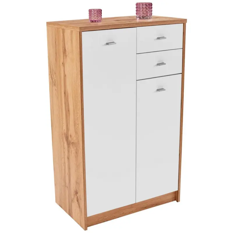 Kommode B 74cm 4-You New, Wotan Eiche Dekor/Weiß