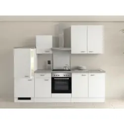 Küchenzeile Wito mit Geräten 270 cm Grau/Weiß Elegant