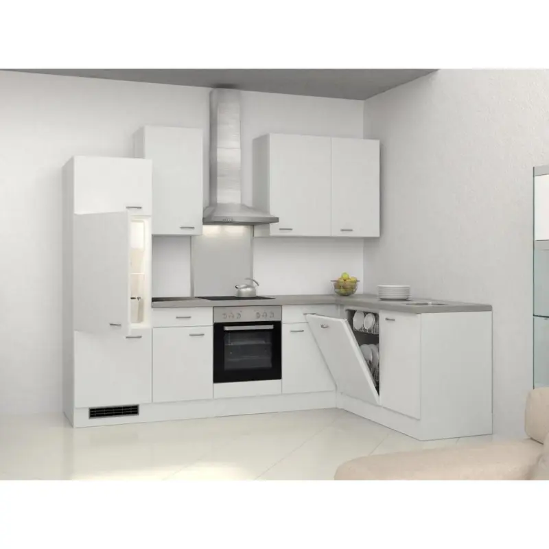 Einbauküche Eckküche Möbelix Wito mit Geräten 280x170 cm Grau/Weiß Elegant