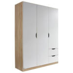 Möbelix Drehtürenschrank Grifflos 136cm Freising, Weiß Dekor