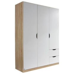 Drehtürenschrank grifflos 136cm Freising, Weiß Dekor