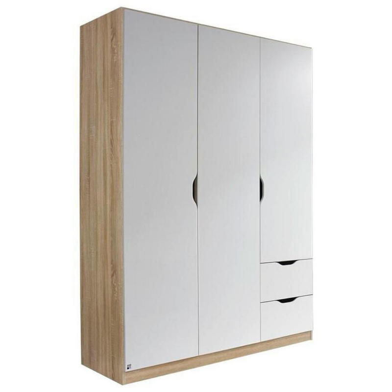 Drehtürenschrank grifflos 136cm Freising, Weiß Dekor