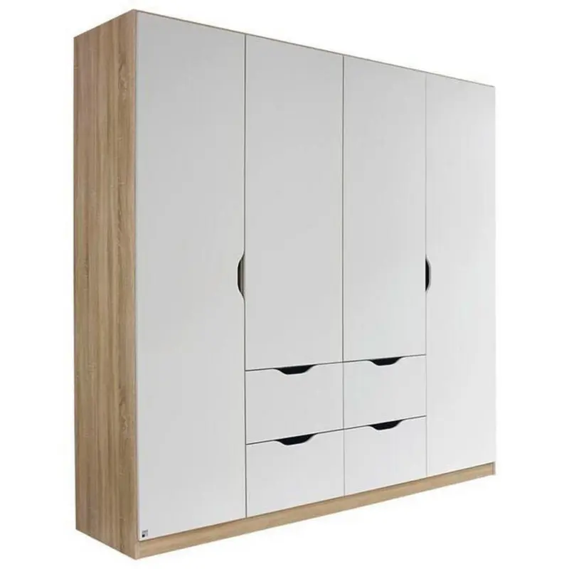 Drehtürenschrank Grifflos 181cm Freising, Weiß Dekor