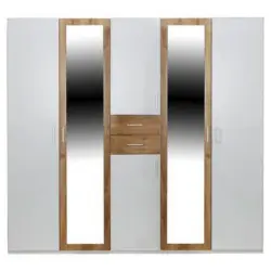 Drehtürenschrank Mit Spiegel 225cm Diver, Weiß/ Eiche Dekor