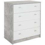 Möbelix Kommode B 74cm 4-You New, Beton Optik/Weiß