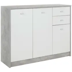 Kommode B 109,1cm 4-You New, Beton Optik/Weiß