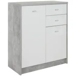 Kommode B 74cm 4-You New, Beton Optik/Weiß