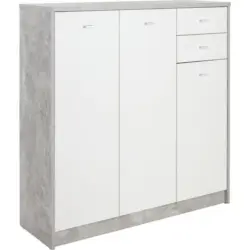 Kommode B 109cm 4-You New, Beton Optik/Weiß