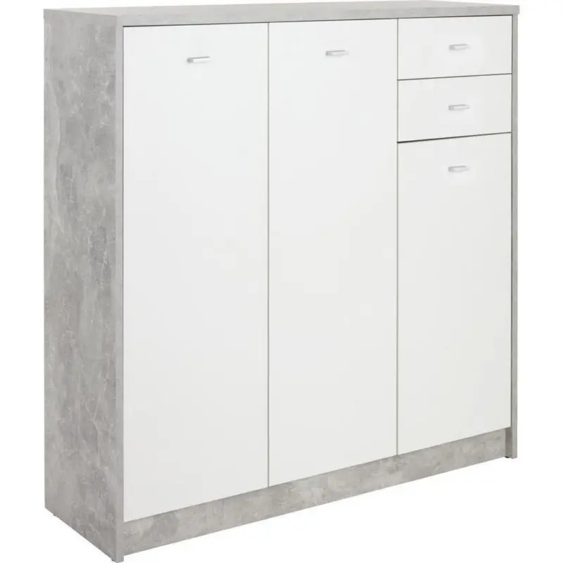 Kommode B 109cm 4-You New, Beton Optik/Weiß