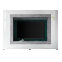 Wohnwand Modern 1 -Teilig. Rock, Weiß/Beton Dekor