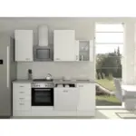 Möbelix Küchenzeile Wito mit Geräten 220 cm Grau/Weiß Elegant