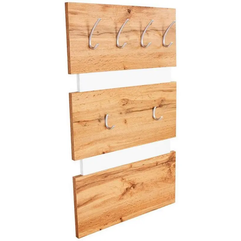 Garderobenpaneel Eiche Dekor/ Weiß Mit 6 Haken B: 70 Cm