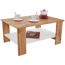 Couchtisch mit Ablagefach Paolo, Wotan Eiche Dekor/Weiß