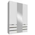 M&ouml;belix Dreht&uuml;renschrank Mit Spiegel + Laden 150cm Level 36a, Wei&szlig;