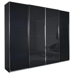 Schwebetürenschrank Mit Glas 361cm Bensheim, Grau Metallic