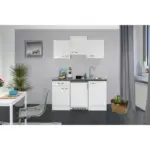 Möbelix Küchenzeile Alba mit Geräten 150 cm Weiß/Schiefer