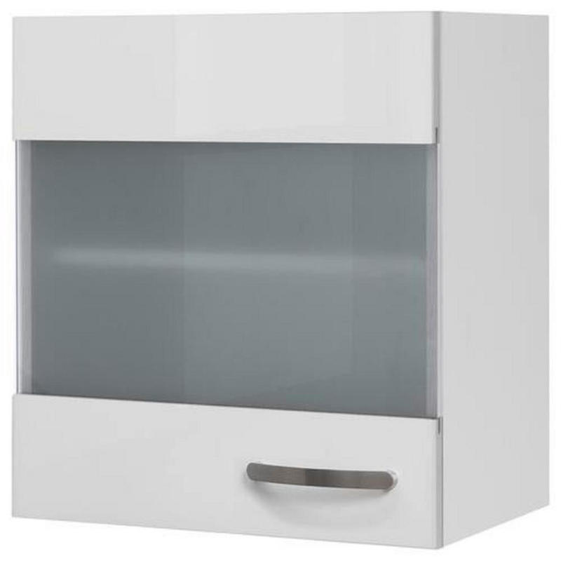 Küchenoberschrank Alba B: 50 Cm Weiß 1 Drehtür Mit Glas