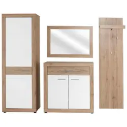 Garderoben-Set Malta San Remo/Weiß 4--teilig. Mit Spiegel