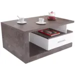 Möbelix Couchtisch Mit Stauraum Iguan, Betonoptik Dunkel/weiß