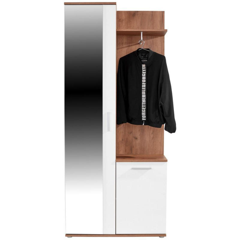 Garderobe Xara Eiche Dekor/ Weiß B: 80 cm Mit Spiegel