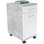 Möbelix Rollcontainer Beton Optik/Weiß Rimini 33x59,5x38 cm