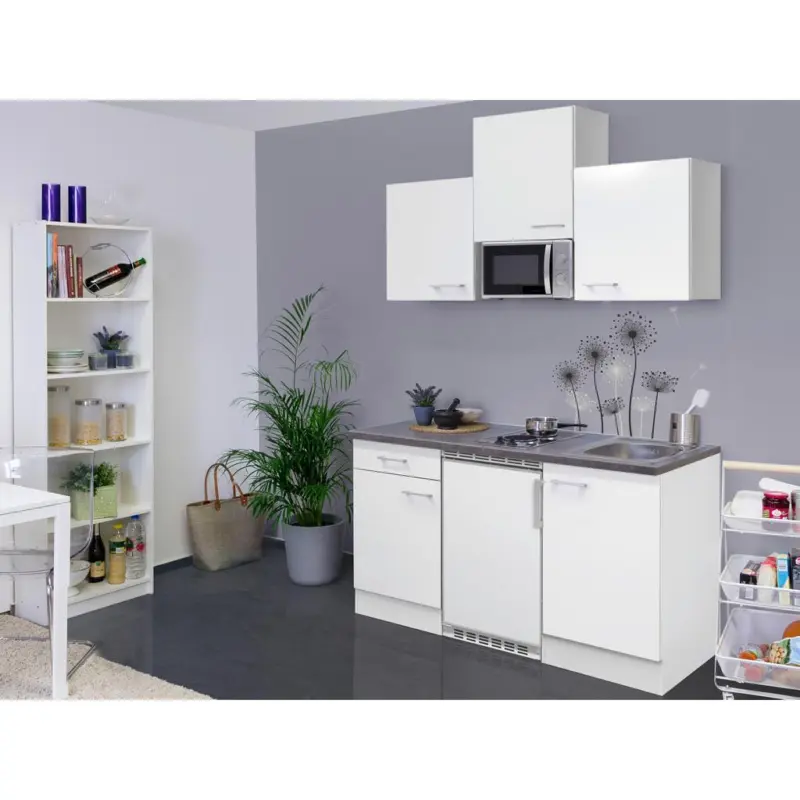 Küchenzeile Lucca mit Geräten 150 cm Weiß