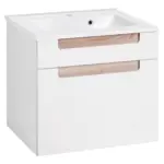 M&ouml;belix Waschbecken mit Unterschrank Siena B: 60cm Wei&szlig;/Eiche Dekor