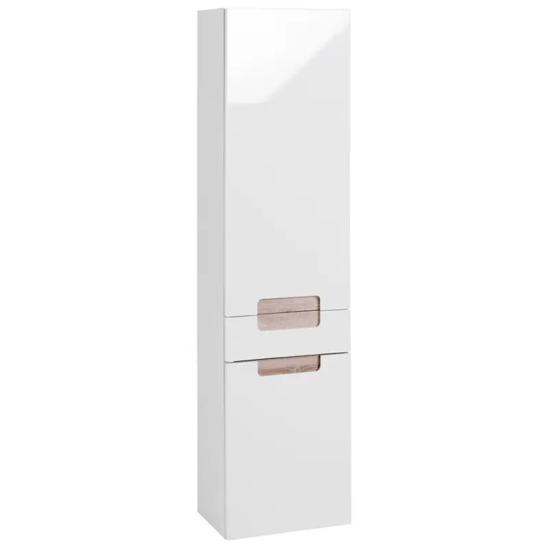 Hochschrank Mit Türdämpfer Siena 40cm, Weiß/eiche Dekor