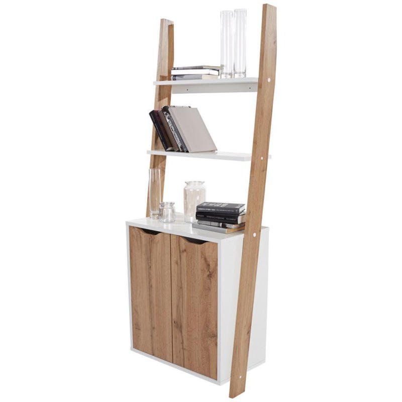 Regal mit Schrank Flo B: 65 cm Eiche Dekor/Weiß