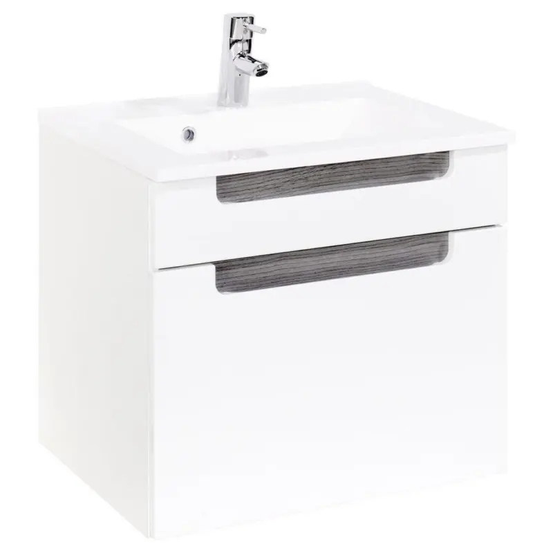 Waschbecken Mit Unterschrank Siena B: 60cm Weiß/eiche Dekor