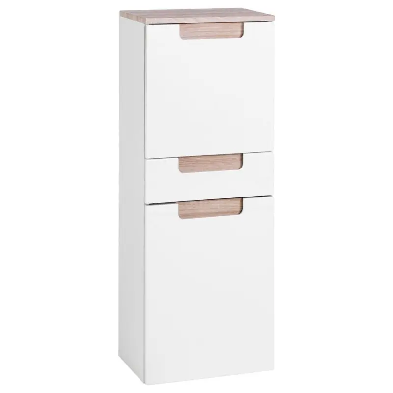 Midischrank Mit Türdämpfer Siena 40cm Weiß/eiche Dekor