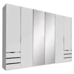 Drehtürenschrank Mit Spiegel 300cm Level 36a, Weiß Dekor