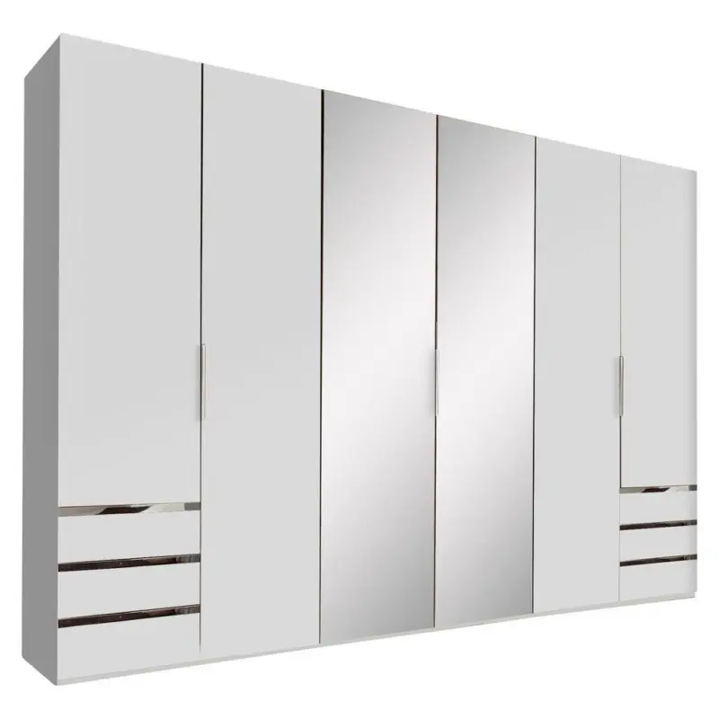 Drehtürenschrank Mit Spiegel 300cm Level 36a, Weiß Dekor