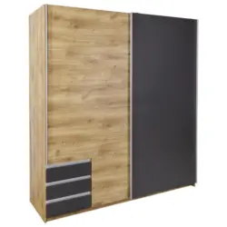 Schwebet&uuml;renschrank Mit Laden 180 Cm Emden, Eiche Dekor