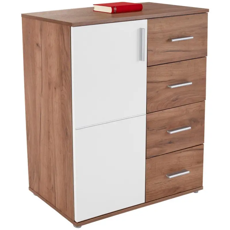 Kommode B 88,2cm Ina 02, Kraft Eiche Dekor/wei&szlig;