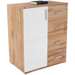 Kommode B 88cm Ina 02, Wotan Eiche Dekor/wei&szlig;