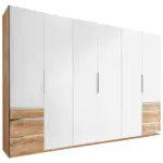 Möbelix Drehtürenschrank mit Schubladen 300cm Level 36a, Weiß/Eiche