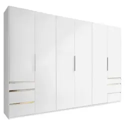 Drehtürenschrank Mit Schubladen 300cm Level 36a, Weiß Dekor