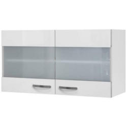 Küchenoberschrank Alba B:100 Cm Weiß 2 Drehtüren Mit Glas